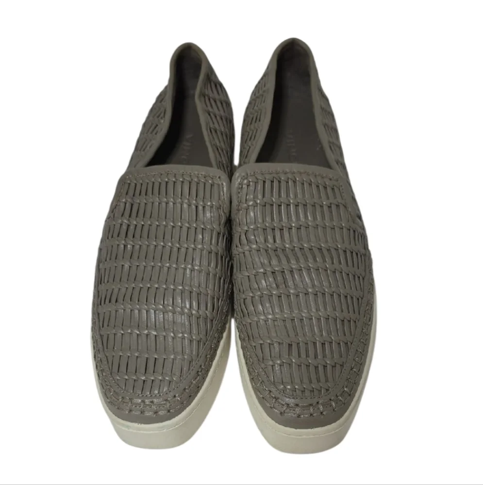 Vince‎ Stafford Women’s Sneakers Woven Gray Leather Slip On Shoes Size 8 M